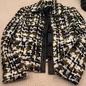 Lela Rose Stylish Black and White Tweed Jacket
